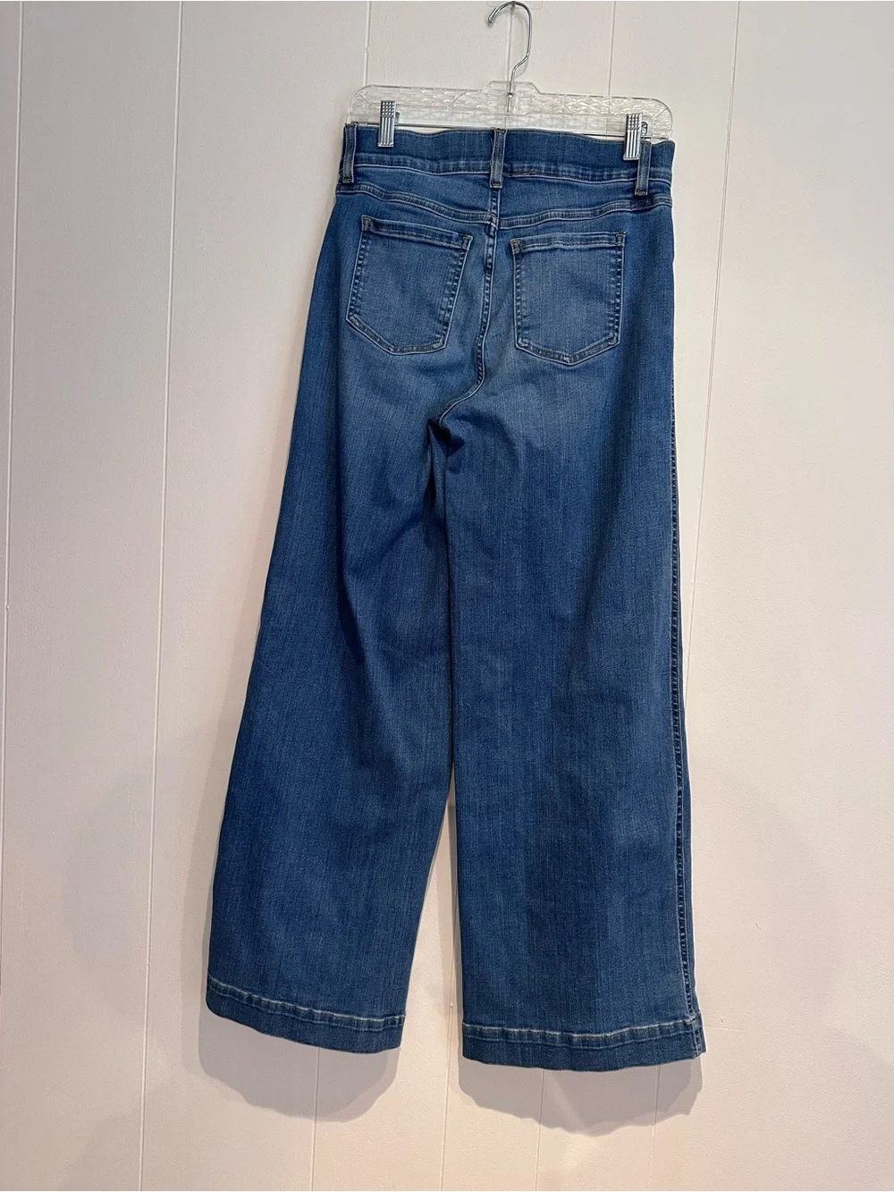 SPANX Petite Wide Leg Jeans Medium Wash High Rise Pull On Pants M - Picture 3 of 10